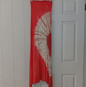 Coral tie dye maxi skirt